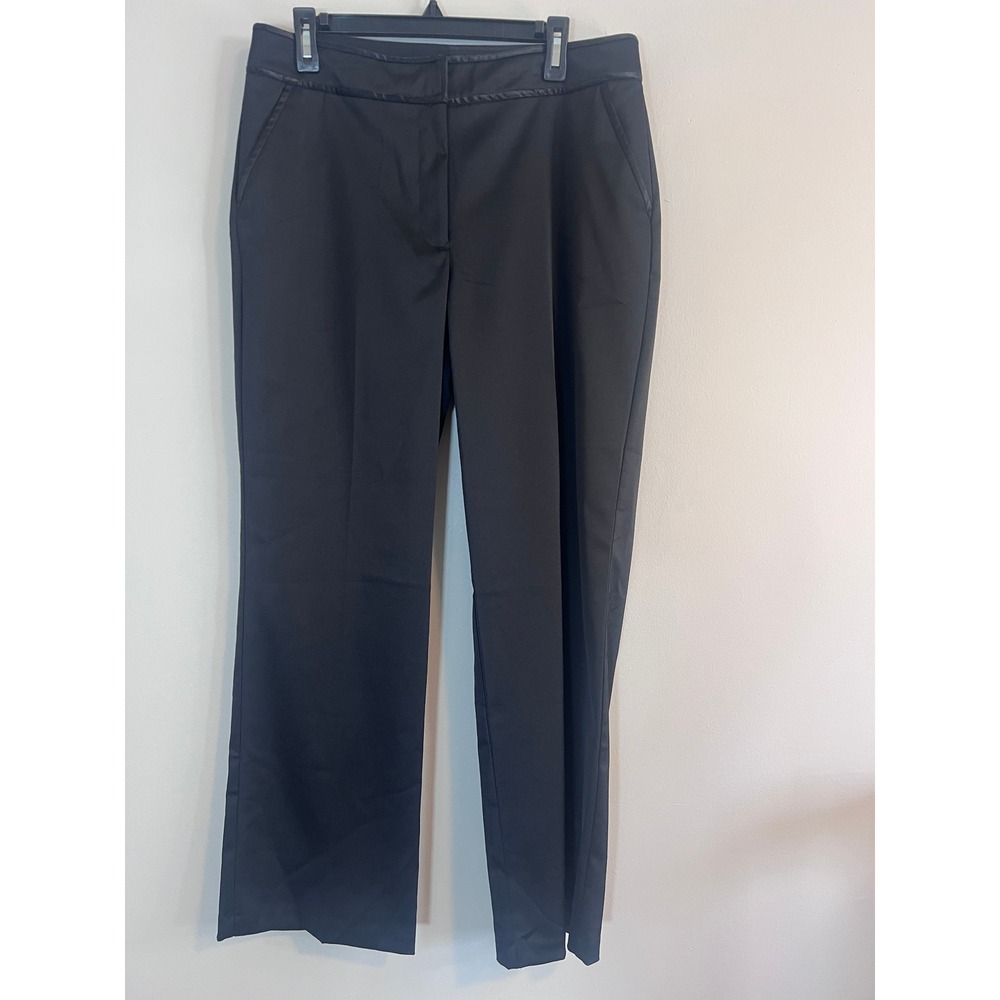 Jaclyn Smith Black Sateen Tuxedo Pants Women Size 12 Straight Leg Formal Dressy